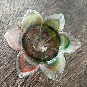 Thick Stained Glass Flower Trinket Jewelry Dish